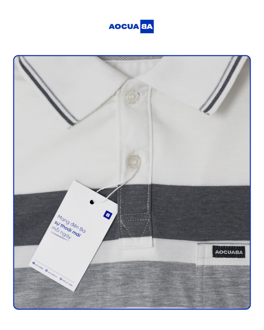 Áo Polo AOCUABA - Trắng sọc PLS