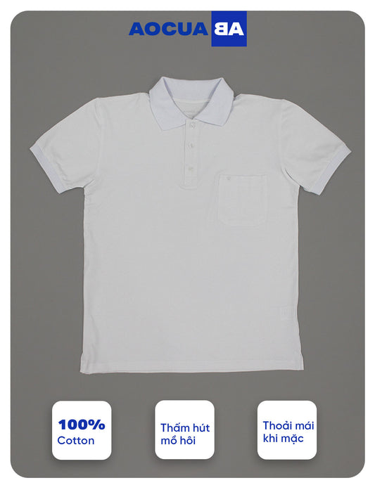 Áo Polo AOCUABA - Trắng trơn PLT