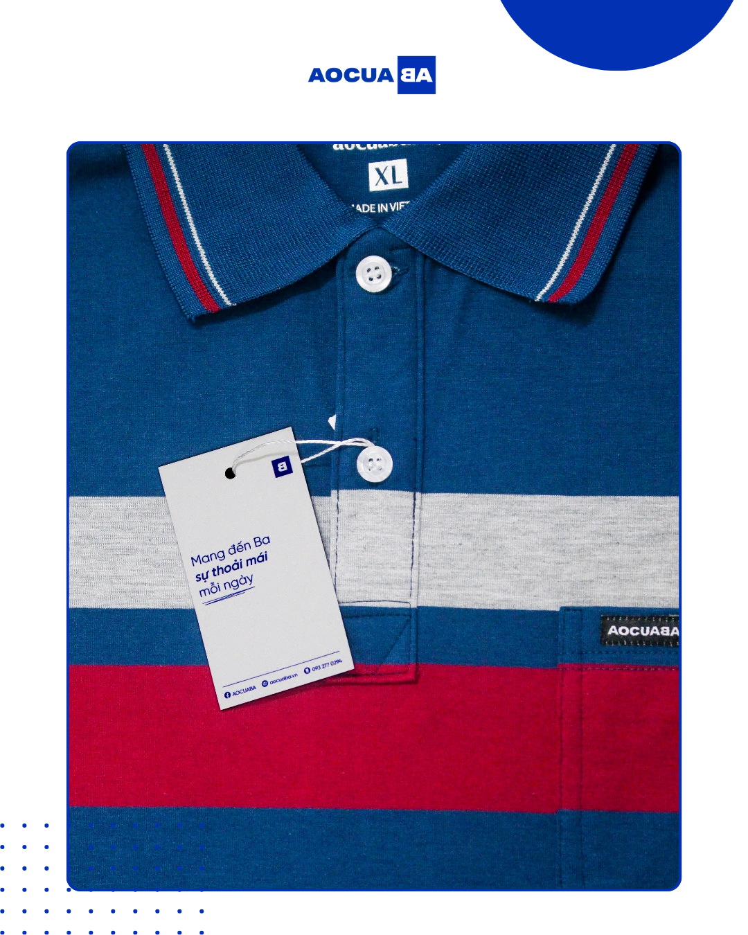 Áo Polo AOCUABA - Xanh NAVY sọc PLS