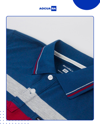 Áo Polo AOCUABA - Xanh NAVY sọc PLS