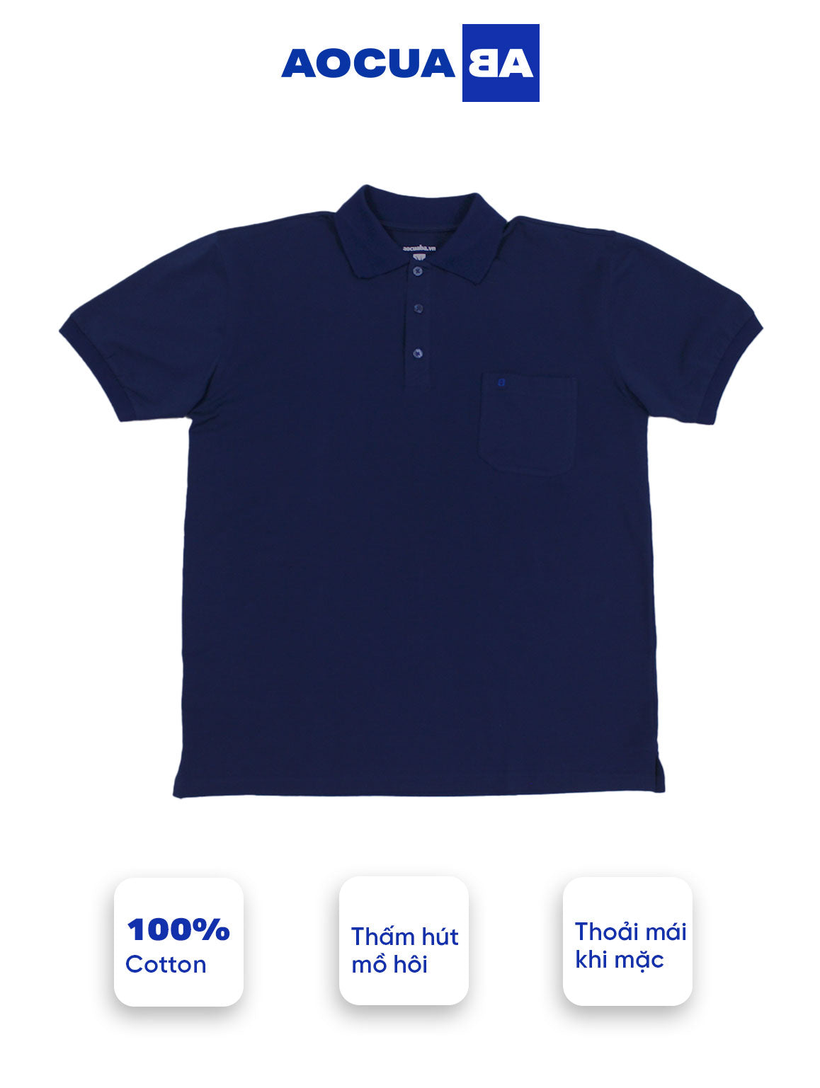 Áo Polo AOCUABA - Xanh Navy trơn PLT